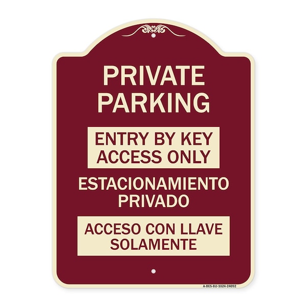 Entry by Key Access Estacionamiento Privado Acceso Con Llave Solamente Alum, 24" H, BU-1824-24092